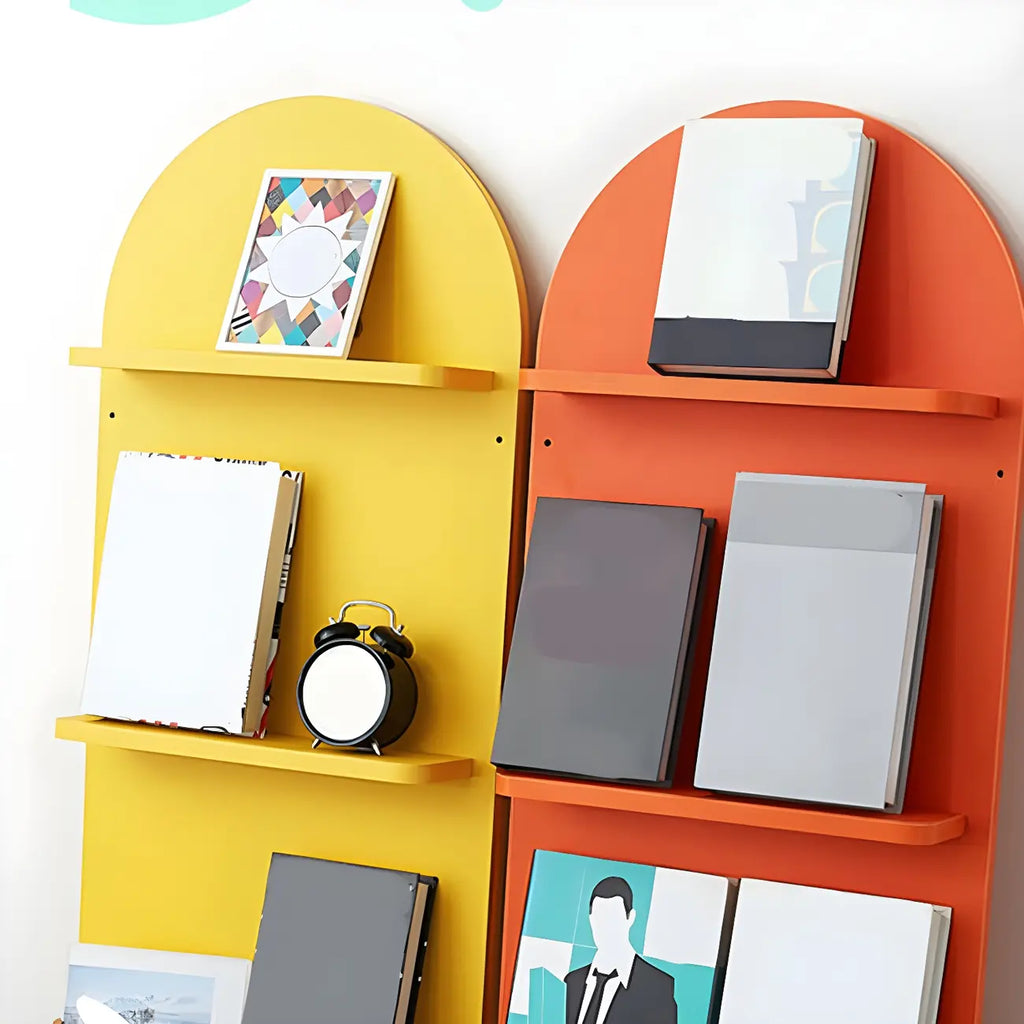 Étagère murale moderne cintrée verticale pour disques vinyles et livres