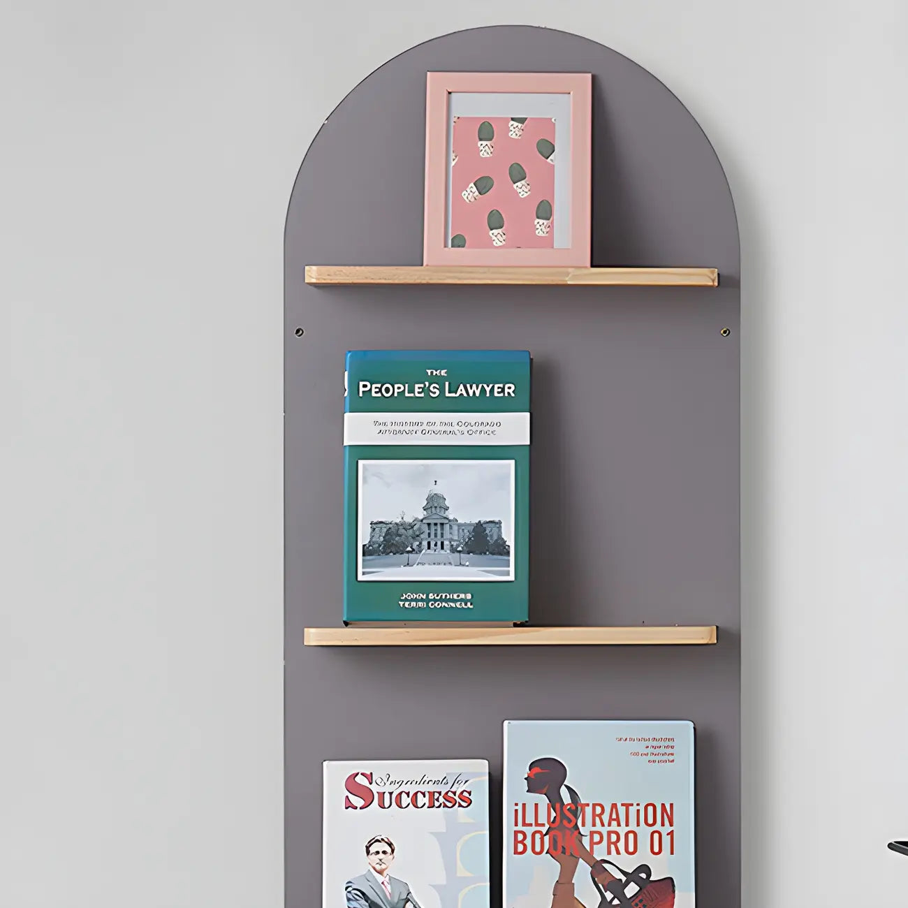 Étagère murale moderne cintrée verticale pour disques vinyles et livres