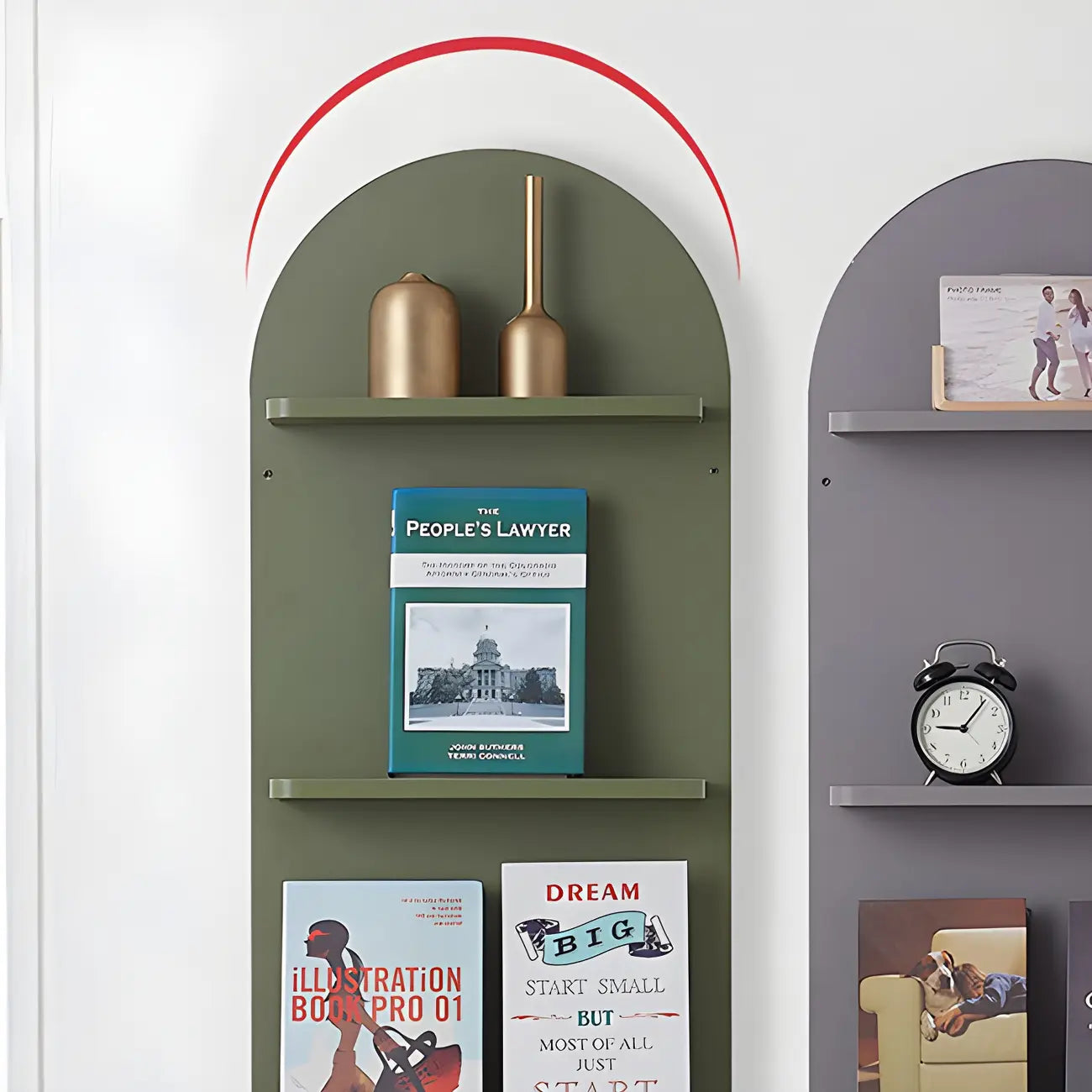 Étagère murale moderne cintrée verticale pour disques vinyles et livres