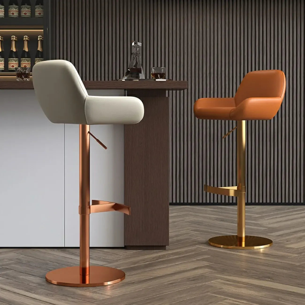 Tabourets de bar pivotants minimalistes en cuir avec dossier bas pour la cuisine