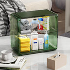 Vetrina espositiva in acrilico con pannello effetto vetro
