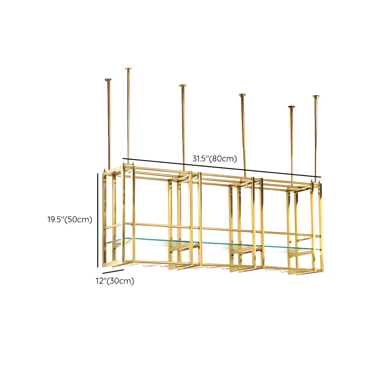 Porte-bouteilles suspendu grand format en métal doré glamour