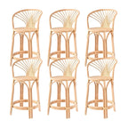 Tabourets de bar contemporains en bois et rotin avec repose-pieds