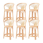 Tabourets de bar contemporains en bois et rotin avec repose-pieds