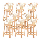 Tabourets de bar contemporains en bois et rotin avec repose-pieds