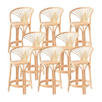 Tabourets de bar contemporains en bois et rotin avec repose-pieds