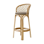 Tabourets de bar contemporains en bois et rotin avec repose-pieds