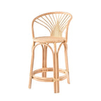 Tabourets de bar contemporains en bois et rotin avec repose-pieds