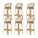 Tabourets de bar contemporains en bois et rotin avec repose-pieds