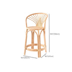 Tabourets de bar contemporains en bois et rotin avec repose-pieds