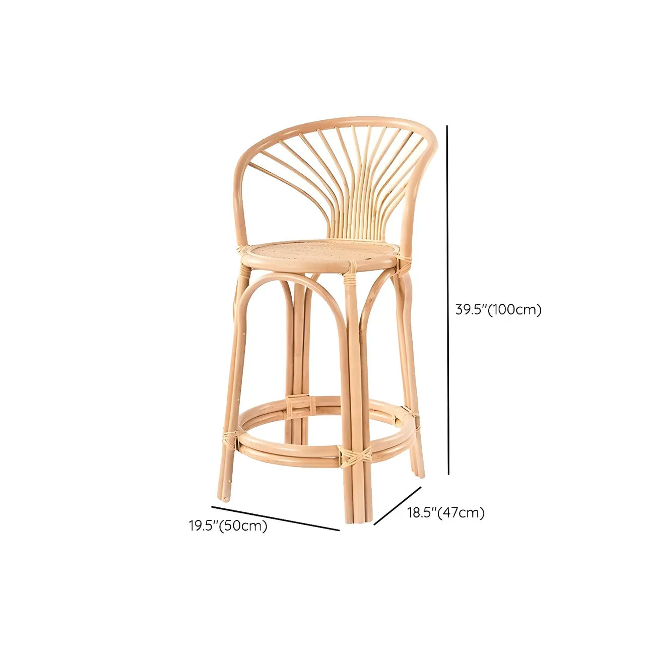 Tabourets de bar contemporains en bois et rotin avec repose-pieds