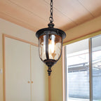 Luminaire suspendu d'extérieur classique rustique avec cadre en fer noir