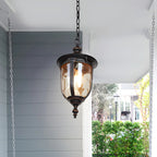 Luminaire suspendu d'extérieur classique rustique avec cadre en fer noir