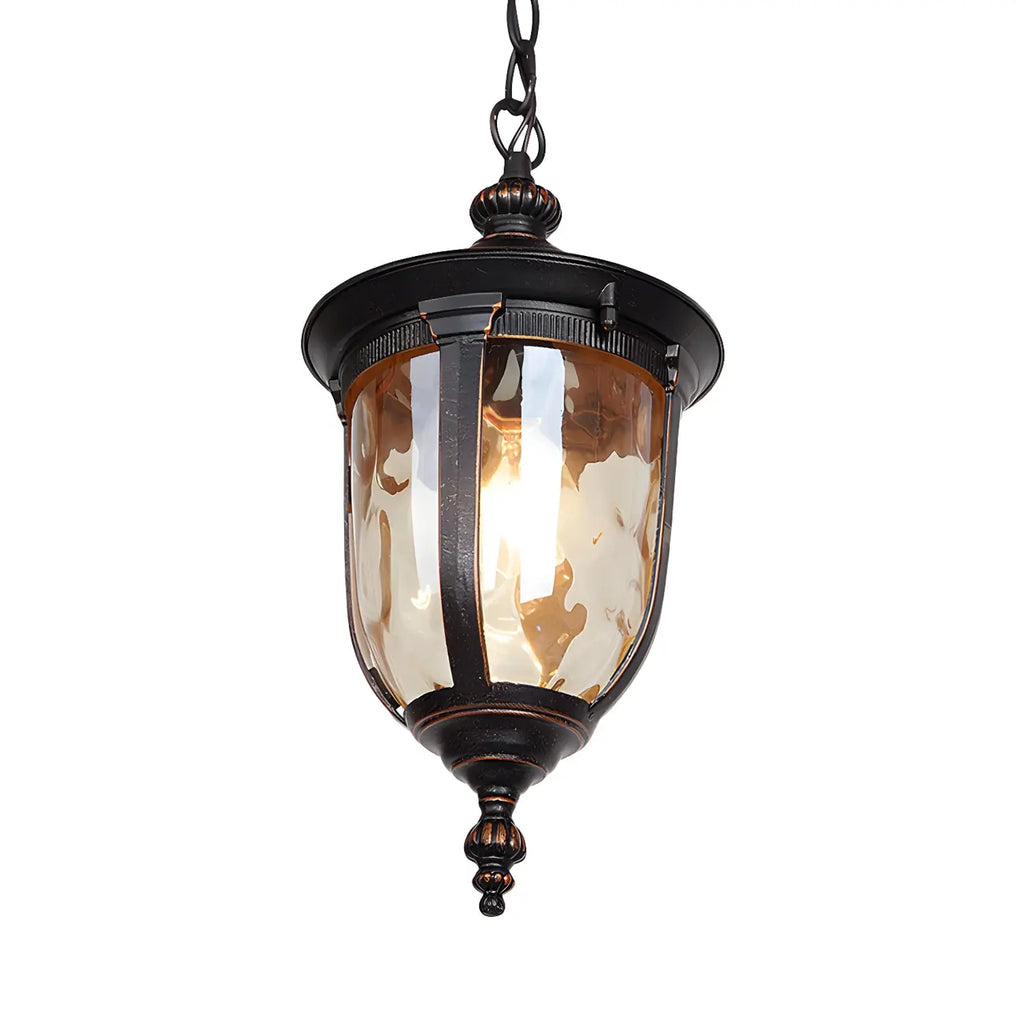 Luminaire suspendu d'extérieur classique rustique avec cadre en fer noir