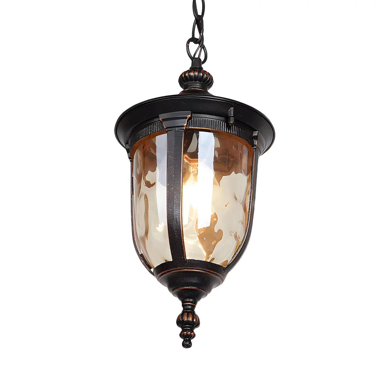 Luminaire suspendu d'extérieur classique rustique avec cadre en fer noir