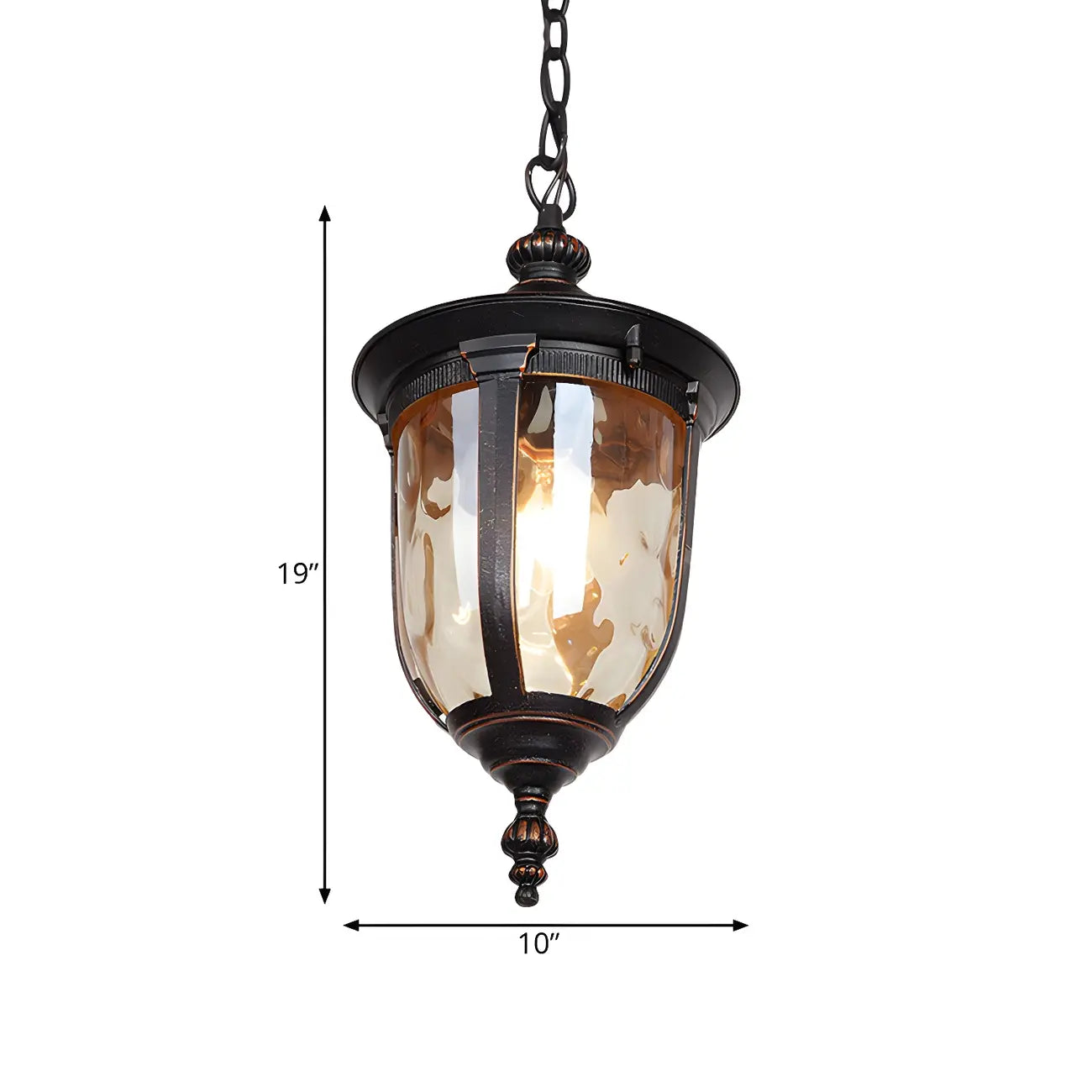 Luminaire suspendu d'extérieur classique rustique avec cadre en fer noir