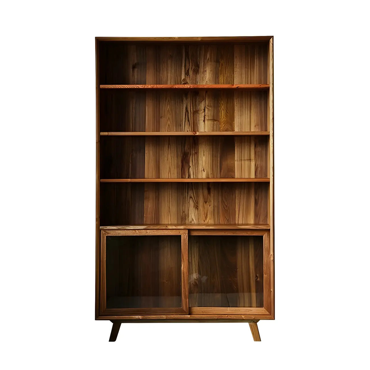 Vitrine standard à porte coulissante en bois brun et verre