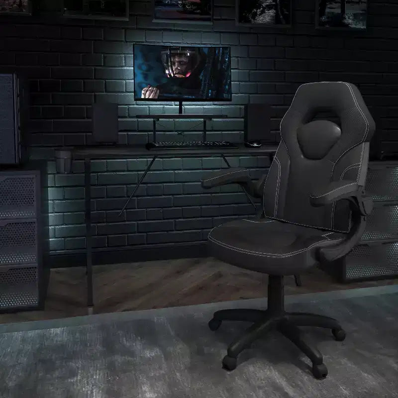 Ensemble bureau de gaming et chaise de course Flash Furniture avec porte-gobelet, crochet pour casque et support pour moniteur/smartphone