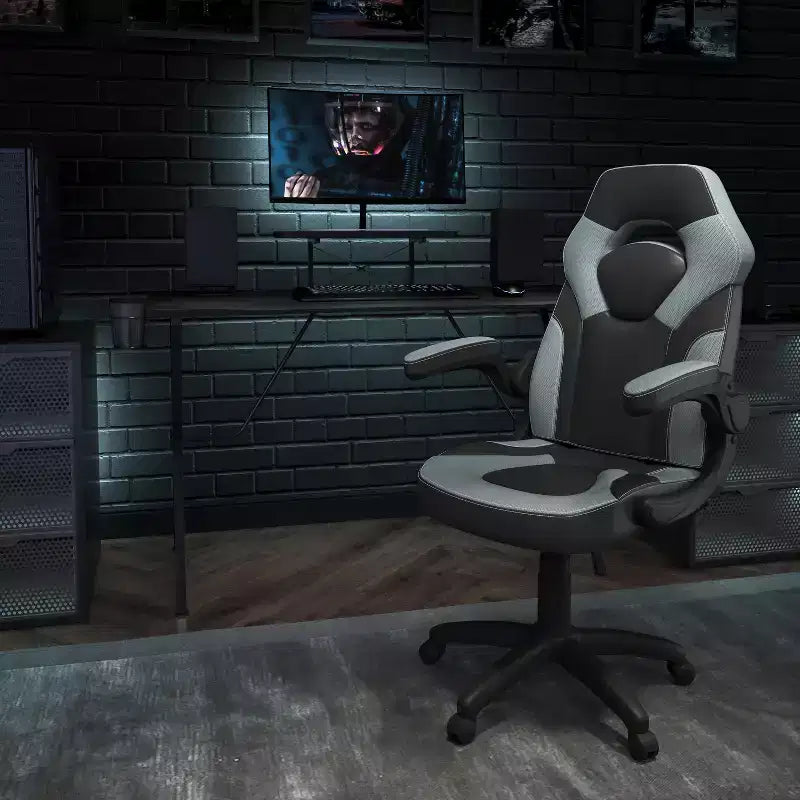 Ensemble bureau de gaming et chaise de course Flash Furniture avec porte-gobelet, crochet pour casque et support pour moniteur/smartphone