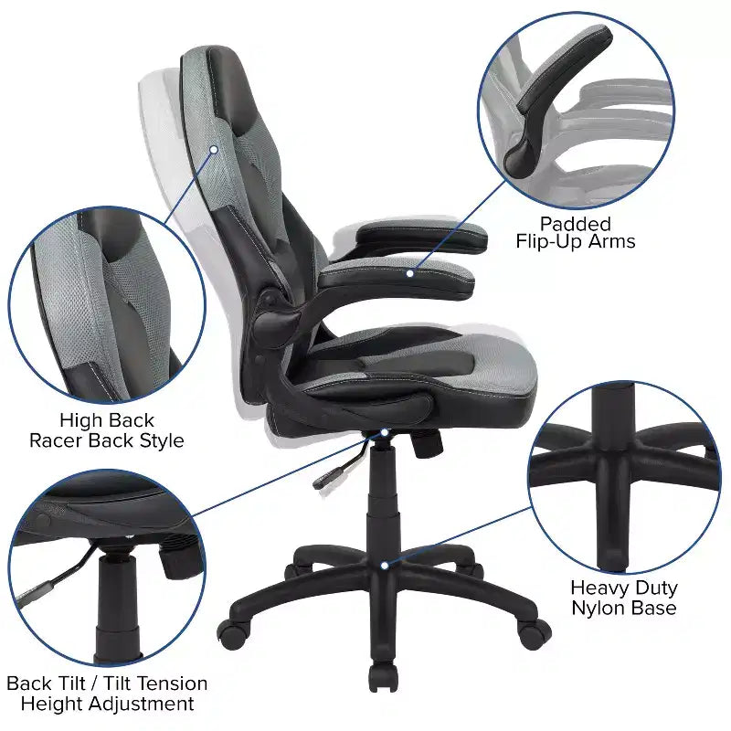 Ensemble bureau de gaming et chaise de course Flash Furniture avec porte-gobelet, crochet pour casque et support pour moniteur/smartphone