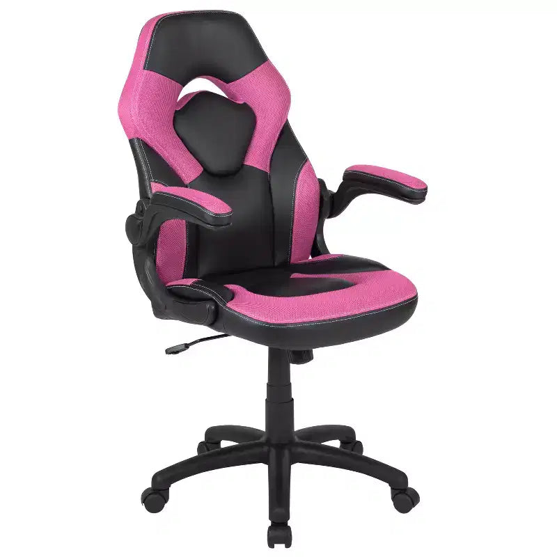 Ensemble bureau de jeu et chaise de course Flash Furniture avec porte-gobelet et crochet pour casque