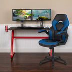 Ensemble bureau de jeu et chaise de course Flash Furniture avec porte-gobelet et crochet pour casque