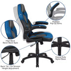 Ensemble bureau de jeu et chaise de course Flash Furniture avec porte-gobelet et crochet pour casque