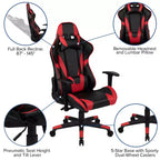 Ensemble bureau de jeu et chaise de jeu inclinable Flash Furniture avec porte-gobelet et crochet pour casque
