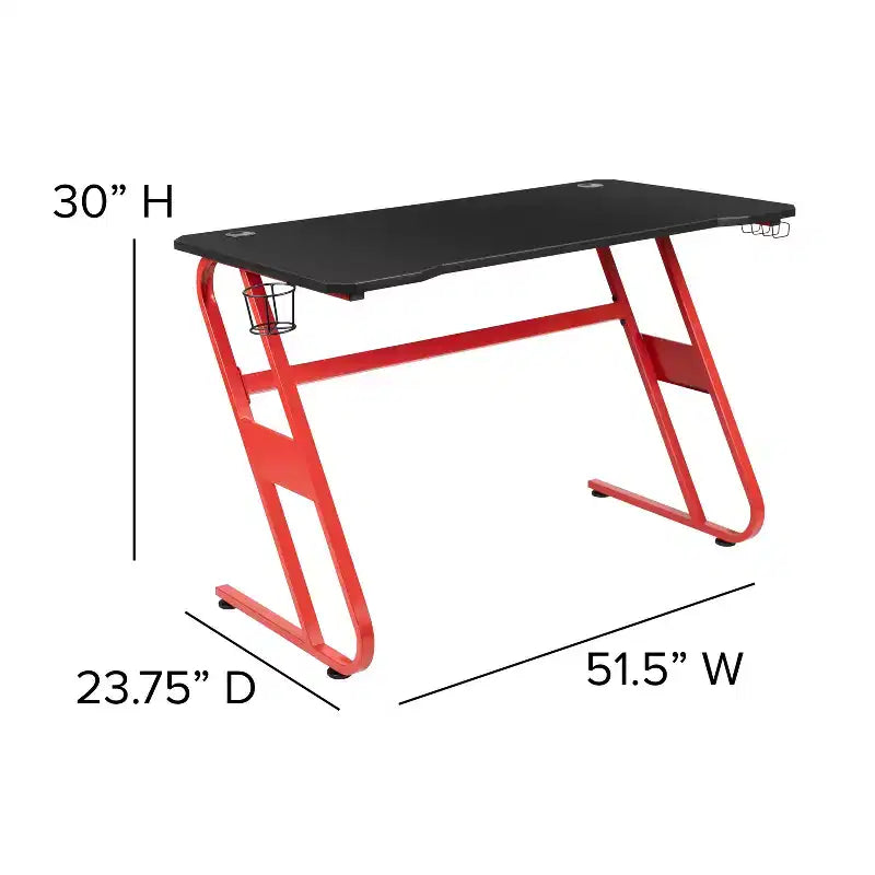 Ensemble bureau de jeu et chaise de jeu inclinable Flash Furniture avec porte-gobelet et crochet pour casque