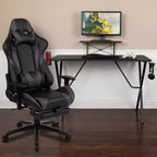 Ensemble bureau de jeu et fauteuil de jeu inclinable Flash Furniture avec repose-pieds, porte-gobelet, support pour casque et support pour moniteur/smartphone