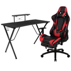 Flash Furniture Gaming Desk and Footrest Reclining Gaming Chair Set with Cup Holder, Headphone Hook, and Monitor/Smartphone Stand