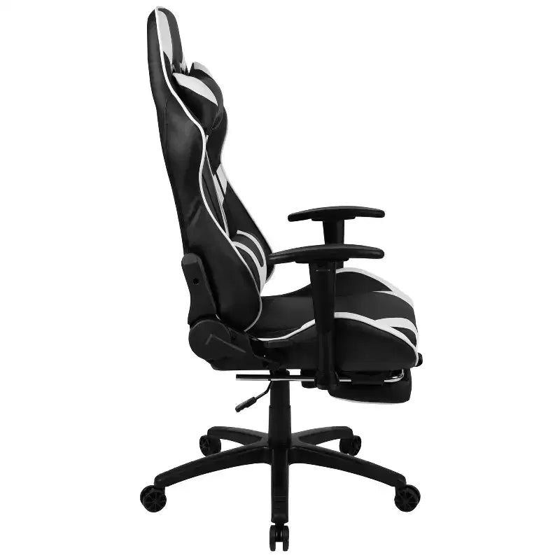 Flash Furniture Sedia da Gaming X30, sedia da ufficio ergonomica da corsa per computer con schienale completamente reclinabile e poggiapiedi estraibile in pelle sintetica rossa