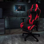 Flash Furniture Sedia da Gaming X30, sedia da ufficio ergonomica da corsa per computer con schienale completamente reclinabile e poggiapiedi estraibile in pelle sintetica rossa