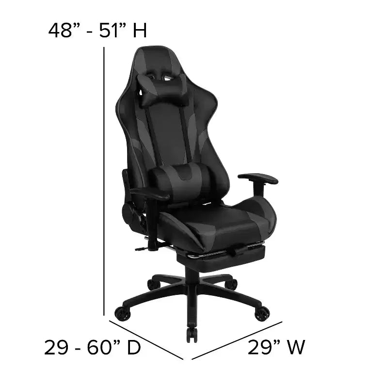 Flash Furniture Sedia da Gaming X30, sedia da ufficio ergonomica da corsa per computer con schienale completamente reclinabile e poggiapiedi estraibile in pelle sintetica rossa