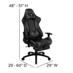 Flash Furniture Sedia da Gaming X30, sedia da ufficio ergonomica da corsa per computer con schienale completamente reclinabile e poggiapiedi estraibile in pelle sintetica rossa