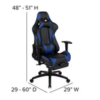 Flash Furniture Sedia da Gaming X30, sedia da ufficio ergonomica da corsa per computer con schienale completamente reclinabile e poggiapiedi estraibile in pelle sintetica rossa