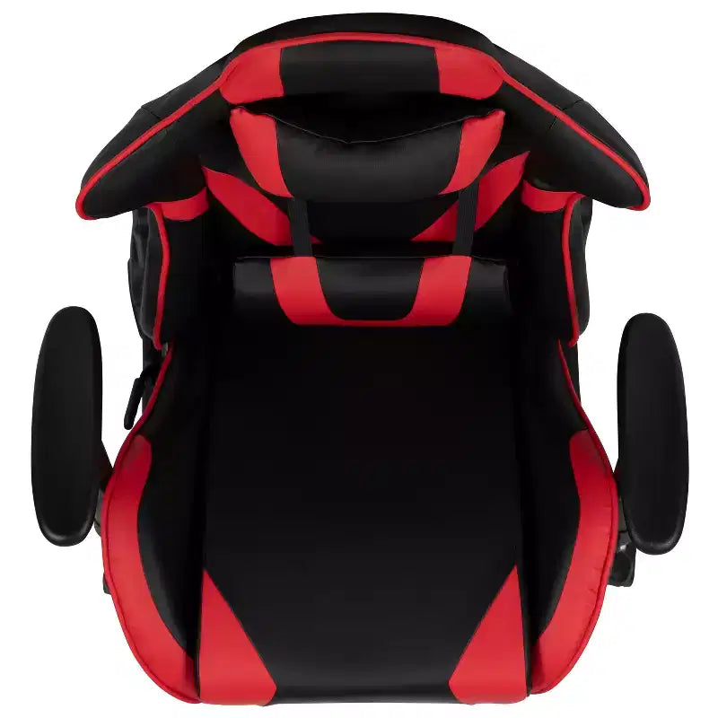 Flash Furniture Sedia da Gaming X30, sedia da ufficio ergonomica da corsa per computer con schienale completamente reclinabile e poggiapiedi estraibile in pelle sintetica rossa