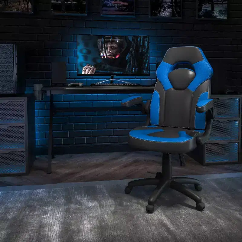 Flash Furniture X10 Sedia da Gaming Racing Ufficio Ergonomica per Computer PC Girevole Regolabile con Braccioli Ribaltabili