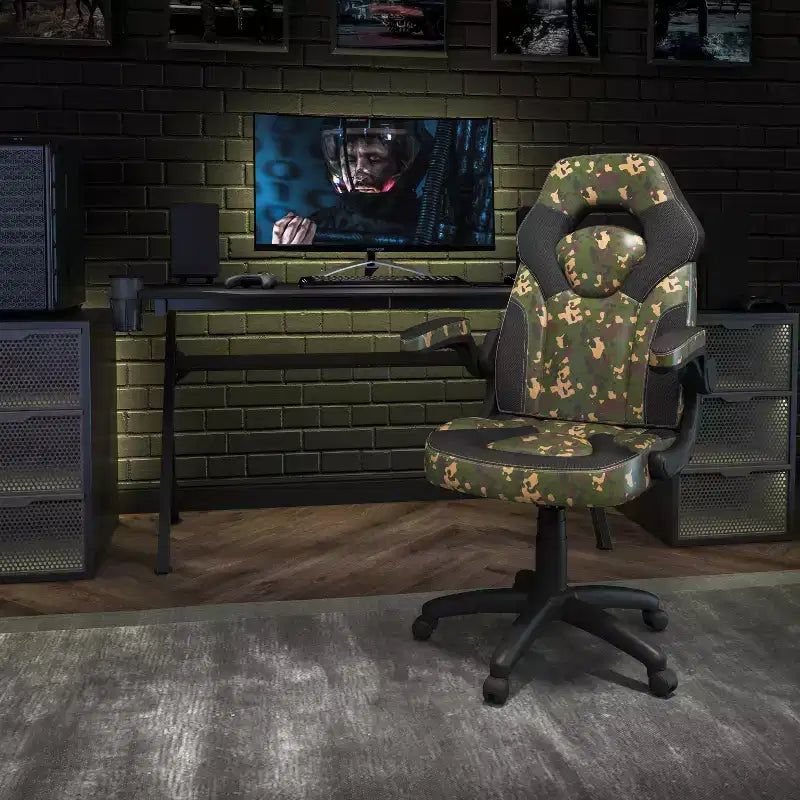 Flash Furniture X10 Sedia da Gaming Racing Ufficio Ergonomica per Computer PC Girevole Regolabile con Braccioli Ribaltabili