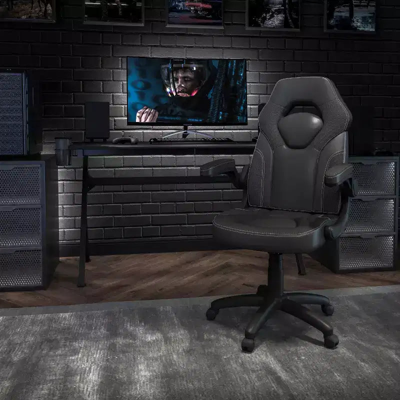 Flash Furniture X10 Sedia da Gaming Racing Ufficio Ergonomica per Computer PC Girevole Regolabile con Braccioli Ribaltabili