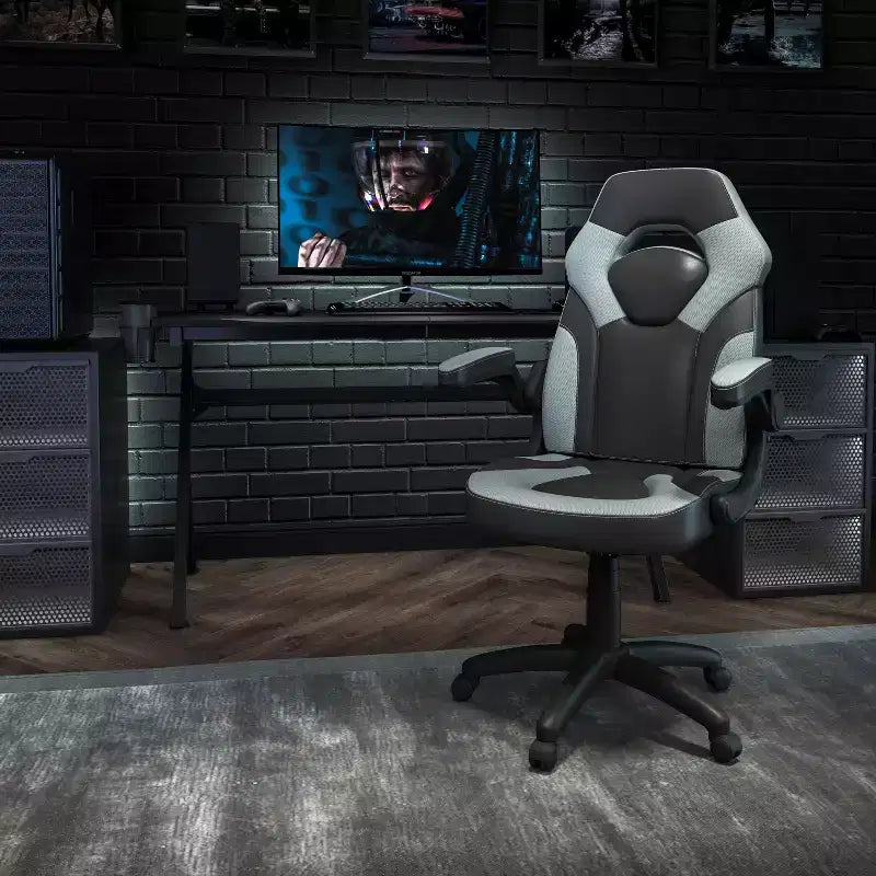 Flash Furniture X10 Sedia da Gaming Racing Ufficio Ergonomica per Computer PC Girevole Regolabile con Braccioli Ribaltabili