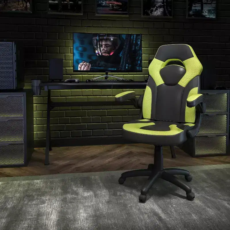 Flash Furniture X10 Sedia da Gaming Racing Ufficio Ergonomica per Computer PC Girevole Regolabile con Braccioli Ribaltabili
