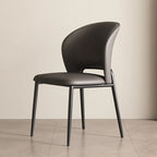 Chaise de salle à manger moderne en similicuir à dossier bas incurvé