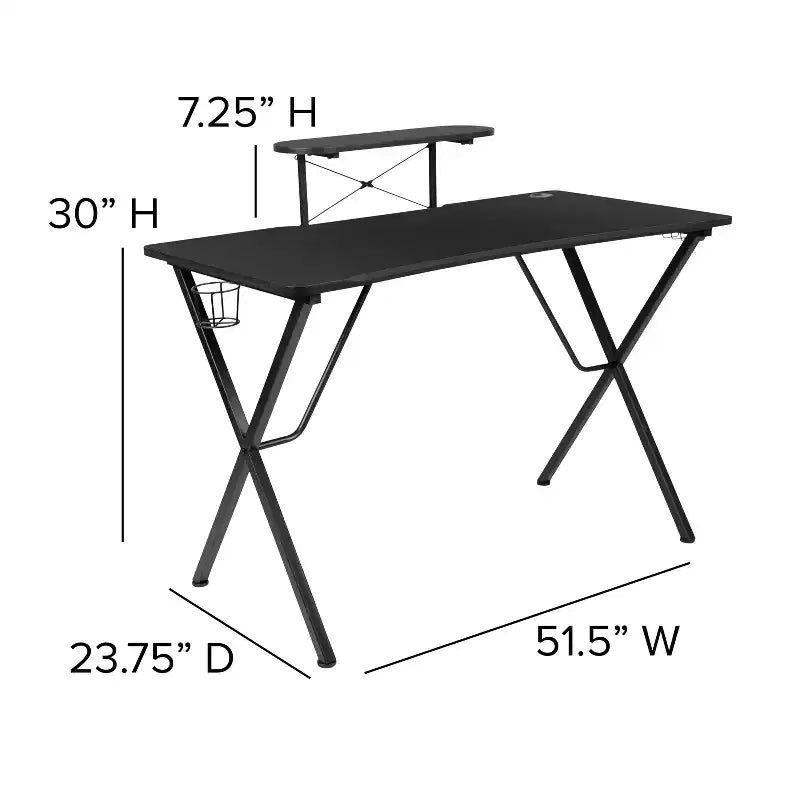 Bureau de jeu Flash Furniture avec porte-gobelet/crochet pour casque/support d'écran et chaise de jeu inclinable avec repose-pieds