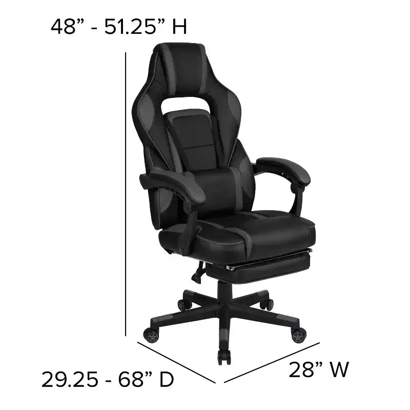 Bureau de jeu Flash Furniture avec porte-gobelet/crochet pour casque/support d'écran et chaise de jeu inclinable avec repose-pieds