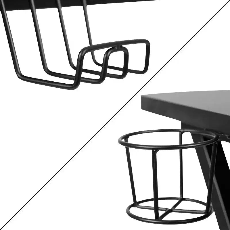 Bureau de jeu Flash Furniture avec porte-gobelet/crochet pour casque/support d'écran et chaise de jeu inclinable avec repose-pieds