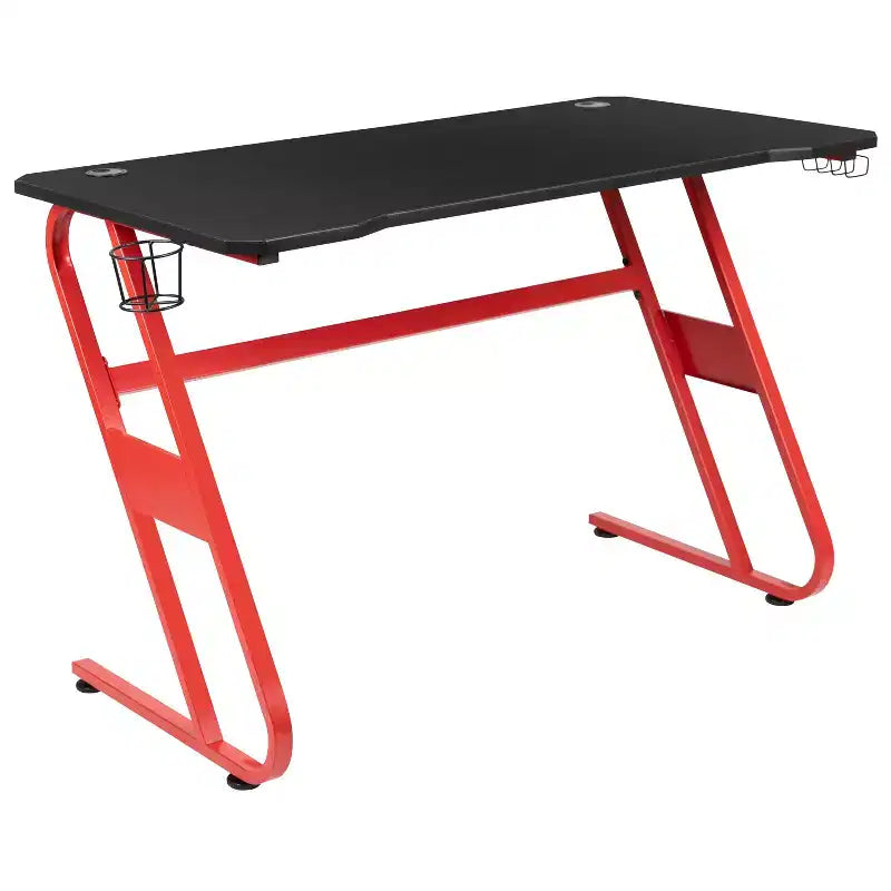Bureau de jeu Flash Furniture avec porte-gobelet/crochet pour casque et chaise de jeu avec dossier inclinable/accoudoirs et repose-pieds
