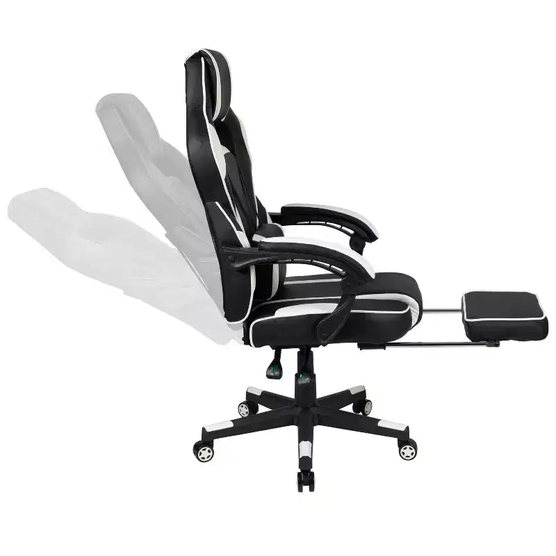 Bureau de jeu Flash Furniture avec porte-gobelet/crochet pour casque et chaise de jeu avec dossier inclinable/accoudoirs et repose-pieds