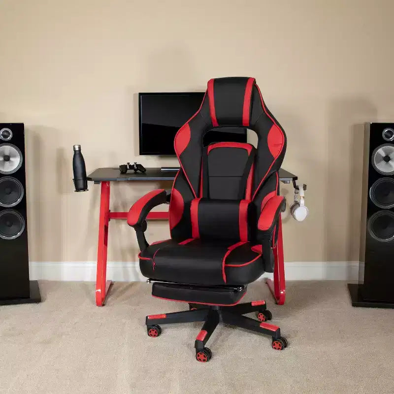 Ensemble de jeu Emma et Oliver – Support de bureau pour casque et gobelet et fauteuil inclinable avec repose-pieds