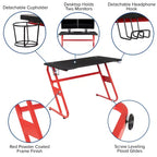 Ensemble bureau Emma et Oliver - Bureau gaming, porte-gobelet, support casque et fauteuil inclinable